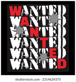 Wanted Typography Patch V78 Patch Streetwear, Urban Design Black and White Colors Patch Commercial Use