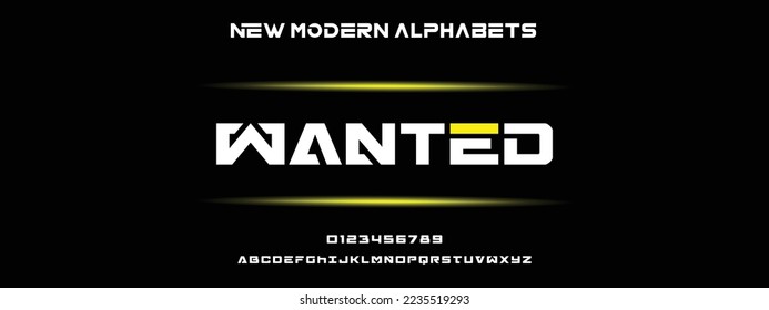 WANTED Unique and Minimal Tech Letter set for your new startup. Creative and original font logo design. Gaming and sports vector typeface