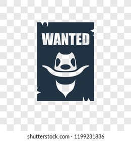 Wanted vector icon isolated on transparent background, Wanted transparency logo concept