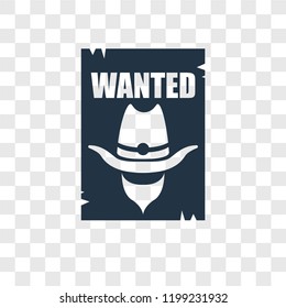 Wanted vector icon isolated on transparent background, Wanted transparency logo concept