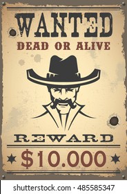 Wanted Vintage Western Poster