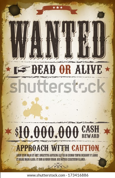 Wanted Vintage Western Poster Stock Vector Royalty Free