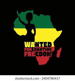 WANTED FOR WANTING FREEDOM illustrations with patches for t-shirts and other uses
