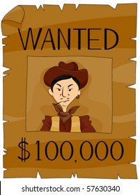 Wanted Wild West Character - Vector