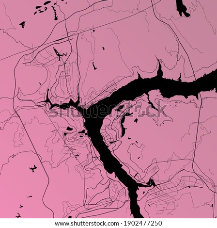 Wanzhou, Chongqing, China (CHN) - Urban vector city map with parks, rail and roads, highways, minimalist town plan design poster, city center, downtown, transit network, gradient blueprint