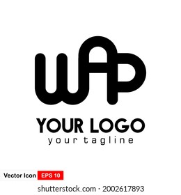 WAP Letter Water wave Logo Template vector illustration design