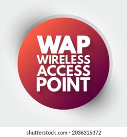WAP - Wireless Access Point is a networking hardware device that allows other Wi-Fi devices to connect to a wired network, acronym text concept background