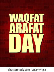 Waqfat Arafat Day with same text on red gradient background.