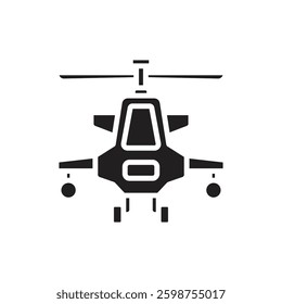 War Apache Helicopter Filled Icon Vector Illustration