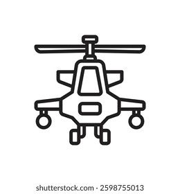 War Apache Helicopter Outline Icon Vector Illustration