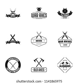 War arena logo set. Simple set of 9 war arena vector logo for web isolated on white background
