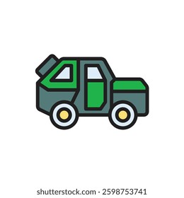 War Armored Car Icon Vector Illustration