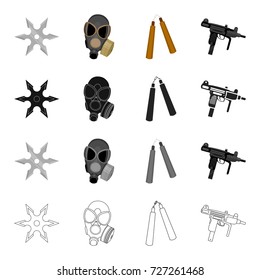 War, army, armament and other web icon in cartoon style.Shooting, port, weapons, icons in set collection.
