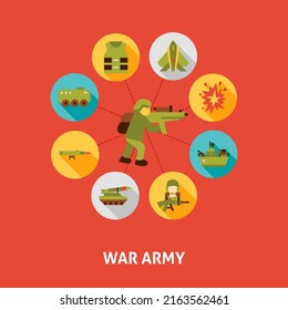 War Army Concept Icons. Vector Illustration of Military Symbols.