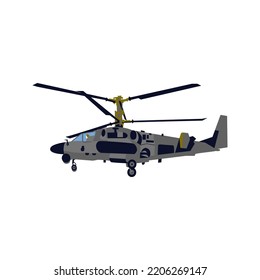 Helicóptero del Ejército de Guerra. Ilustración vectorial del transporte aéreo.