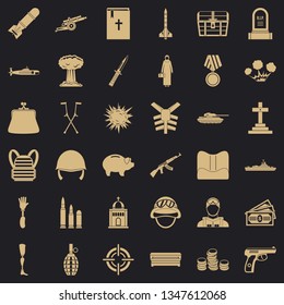 War army icons set. Simple style of 36 war army vector icons for web for any design