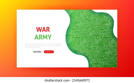 War Army Landing Page. Vector Illustration of Outline Design.