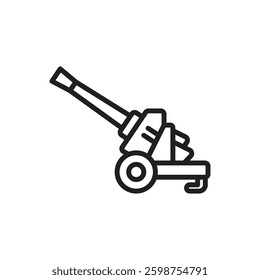 War Artillery Outline Icon Vector Illustration