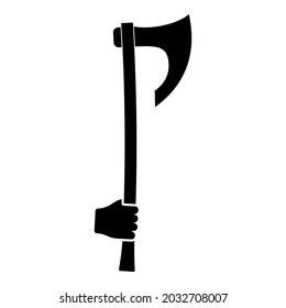 War axe in hand use arm poleaxe icon black color vector illustration flat style image