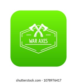 War axe icon green vector isolated on white background