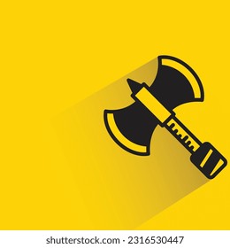 hacha de guerra con sombra sobre fondo amarillo