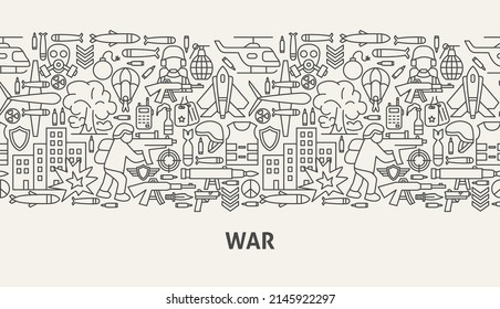 Concepto de banner de guerra. Ilustración vectorial del diseño de contorno.