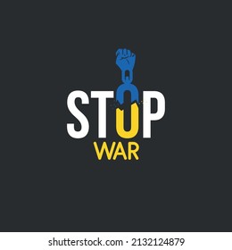 War Banner text with Ukraine. International protest, Stop the war against Ukraine. Vector illustration