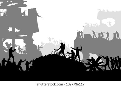 silhueta de batalha de guerra