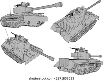 War battle tank illustration vector sketch