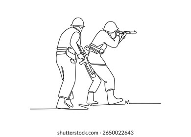 war between countries begins.  world war concept. Single line draw design. Vector graphic illustration