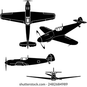 War bird airplane vector set for laser and vynil projects