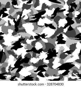 War black and white urban camouflage seamless vector pattern. Can be used for wallpaper, pattern fills, web page background, surface textures. Vector illustration