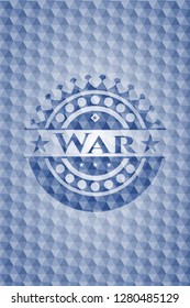War blue hexagon badge.