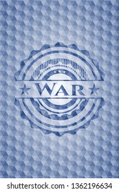 War blue hexagon emblem.