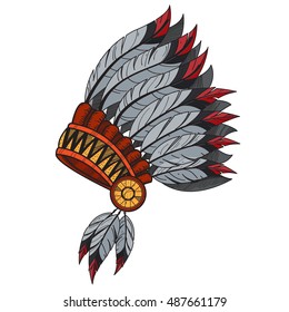 War bonnet, feather headdress. Traditions of the North American Indians.