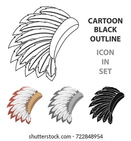 War bonnet icon in cartoon style isolated on white background. USA country symbol stock vector illustration.