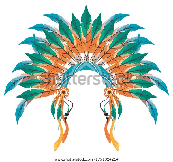 War Bonnet Orange Feathers Stock Vector (Royalty Free) 1951824214 ...