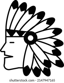 War bonnets Vector Icon Design, Vintage American culture and traditions Symbol, United States Social Sign, US Art and literature Stock illustration, Native American Feather Headdress Side View Concept