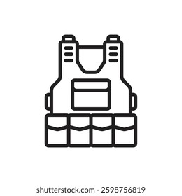 War Bulletproof Outline Icon Vector Illustration