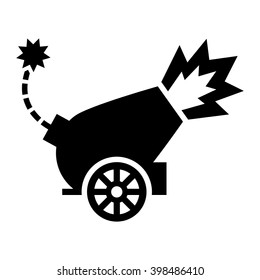 War Cannon Firing Cannonball Vector Icon