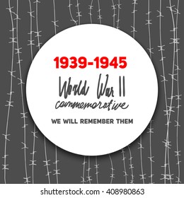 War commemorative card with barbed wire for design banner,ticket, leaflet and so on. Template page.