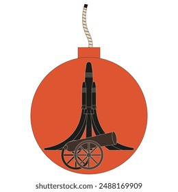 War concept. Cannon bomb rocket in simple flat style isolated white background. Military vector illustration can used t-shirt print, poster, banner, design. Editable stroke. EPS 10