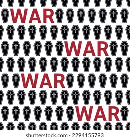 War concept. Seamless pattern with coffins