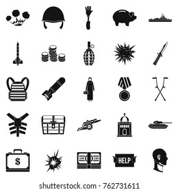 War crime icons set. Simple set of 25 war crime vector icons for web isolated on white background