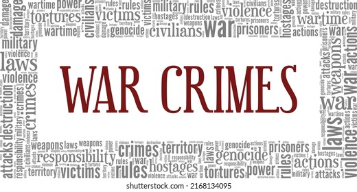 War Crimes word cloud conceptual design isolated on white background.