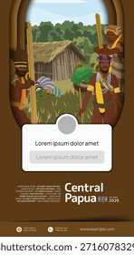 Ilustración de diseño plano de danza de guerra de la cultura indonesia