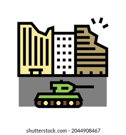 Vektorgrafik der Kriegszerstörungsfarbe. Kriegszerstörungszeichen. einzelne Symbolillustration