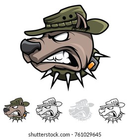 War Dog Military Style Vector Color Drawing Multiple Versions