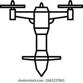 Guerra Drone Bomb Exército, militar, vetor, ícone, Missão, lineart, Reconhecimento, drone, míssil, UAV, Silhueta, FPV