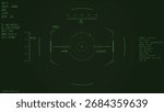 War drone camera viewfinder overlay. Template for military drone cam rec. Camera frame vector template. Green lines Ui on green background. Fantasy combat drone UI frame for games and video, photo.